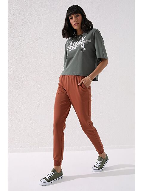 Tommylife Tarçın Yüksek Bel Jogger Rahat Form Manşetli Kadın Eşofman Alt - 94561 - S000028583-19956