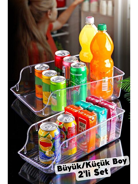 Nandy Home Çok Amaçlı İçecek, Buzdolabı & Dolap İçi Düzenleyici 2'li Set Küçük Boy + Büyük Boy - S000011861-26865