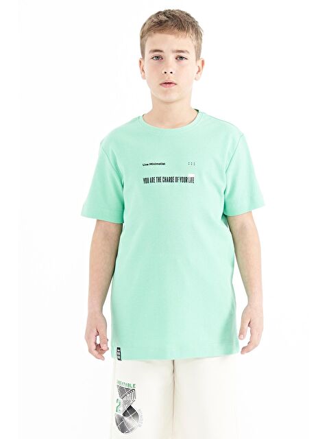 Tommylife Su Yeşili Baskı Detaylı O Yaka Standart Kalıp Erkek  Çocuk Tişört - 11117 - S000031027-20054