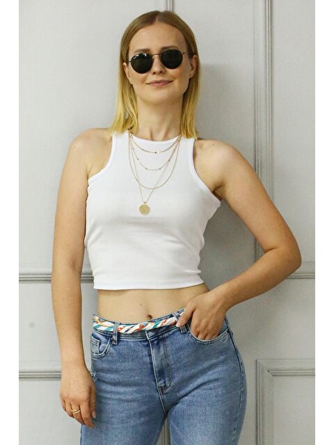 Madmext Beyaz Crop Top Mg361