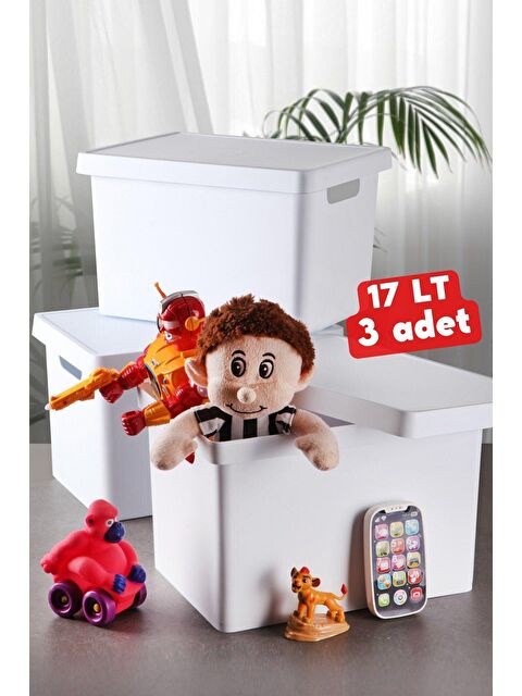 Nandy Home 17 Lt. Kapaklı Kutu 3 Adet BEYAZ - S000013152-23173