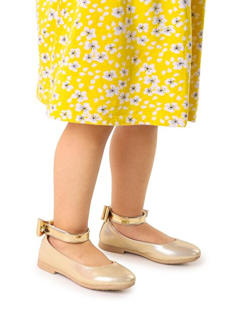Kiko Kids Cırtlı Kız Çocuk Fiyonklu Babet Ayakkabı Ege 205 Vakko Bilekten Bağlamalı - S000026813-20076