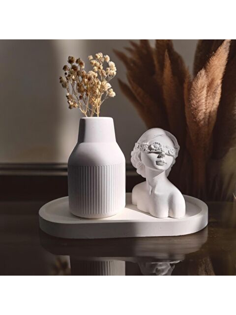 Havalı Tasarım Kadın Figürlü 3'lü Vazo Seti - S000210757-20063