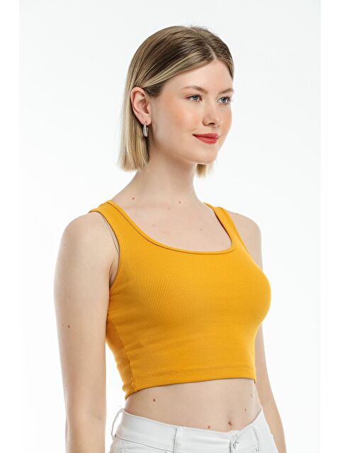 Süperlife Kadın Crop Örme Slim Fit Atlet-Tişort SPR21Y19 - S000041149-20074