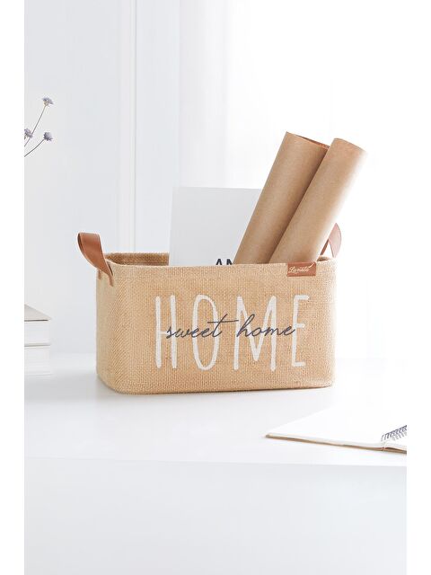 Ocean Home Textile Home Sweet Home Jüt Sepet 30 x 21 x 18 cm - S000144328-19928