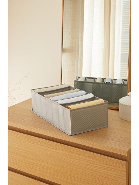 Ocean Home Textile 7 Bölmeli Gri Balıksırtı Çekmece Düzenleyici 22 x 41,5 x 12 cm - S000148941-20600