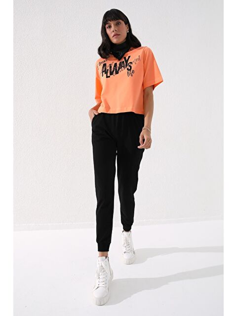 Tommylife Siyah Yüksek Bel Jogger Rahat Form Manşetli Kadın Eşofman Alt - 94561 - S000028583-19351