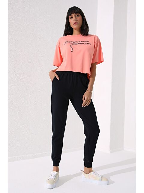 Tommylife Lacivert Yüksek Bel Jogger Rahat Form Manşetli Kadın Eşofman Alt - 94561 - S000028583-21164