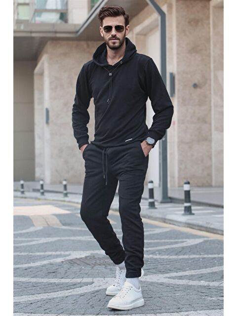 Madmext Siyah Kapüşonlu Basic Eşofman Takımı 5908 - S000031625-19351