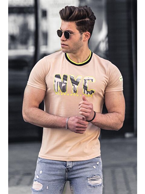 Madmext Camel Baskılı Erkek Tişört 4606 - S000017315-20472