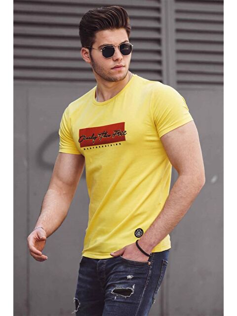 Madmext Baskılı Sarı Erkek %100 Pamuk Tişört 4589 - S000017314-20072