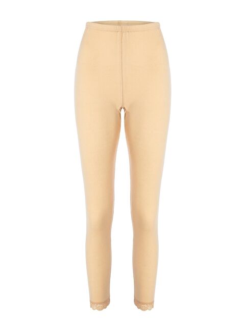 Tolin Kadın Pamuklu Düz Renk Dantelli Uzun Tayt 720 - S000075193-26407