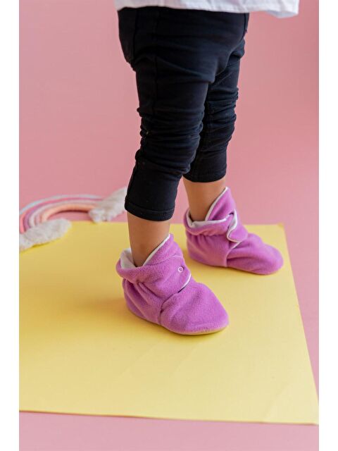 First Step Kaydırmaz Tabanlı Pamuk Astarlı Çıtçıtlı Gül Kurusu Panduf - S000041610-20028