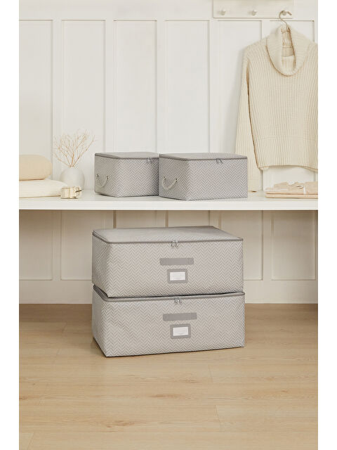 Ocean Home Textile 4'lü Gri Balıksırtı Hurç Set - S000109788-20600