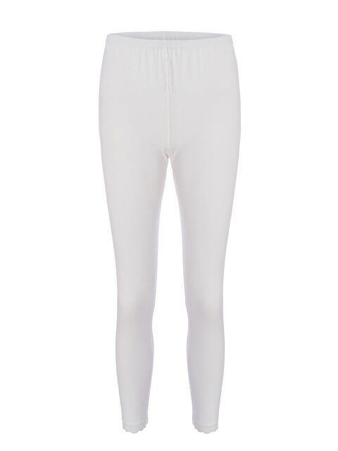 Tolin Kadın Pamuklu Düz Renk Dantelli Uzun Tayt 720 - S000075193-20063