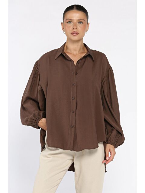 Gülseli Pile Detaylı Kadın Salaş Gömlek - S000361044-19413