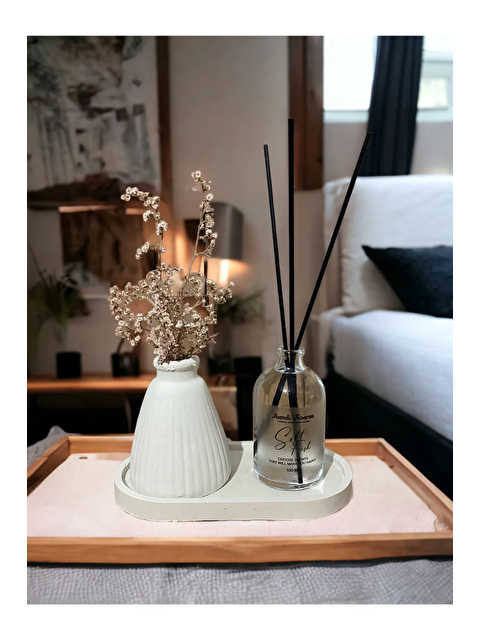 Havalı Tasarım Dekoratif Standlı Çizgili Vazolu Soft Freşh Fiber Çubuklu Oda Kokulu Set 100 ml - S000158440-20063