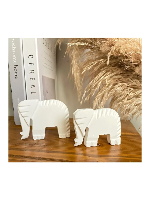 Havalı Tasarım Dekoratif Şans Fil Figürü Beyaz Renk Obje - S000210768-20063