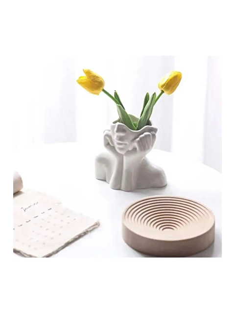 Havalı Tasarım Yarım Yüz Saksı Vazo Iskandinav Tarz Biblo - S000210764-20063