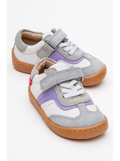 Mnpc Unisex Çocuk Beyaz-Lila Hakiki Deri Günlük İlk Adım Ayakkabı - S000400581-37233