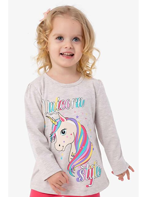 Breeze Kız Çocuk Uzun Kollu Tişört  Bej Melanj (2-4 Yaş) - S000070356-19927