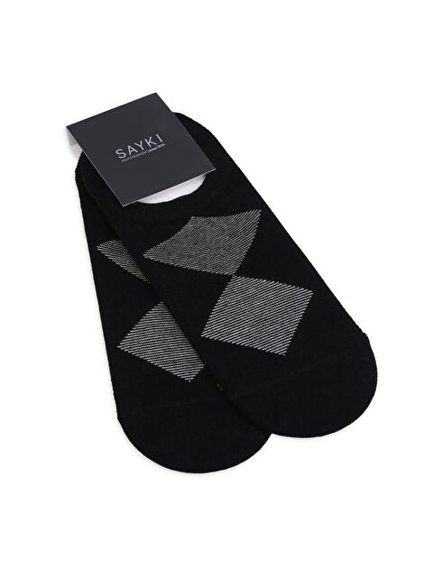 Hatemoğlu Siyah İkili Desenli Pamuklu Babet Çorap - S000351723-4200