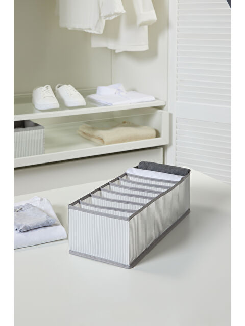 Ocean Home Textile 8 Bölmeli Gri Çizgili Çekmece Düzenleyici 17 x 41,5 x 12 cm - S000091895-20600