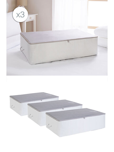 Ocean Home Textile 3'lü Mega Boy Gri Renk Stuff & Things Baza Altı Hurç Set - S000091396-20600