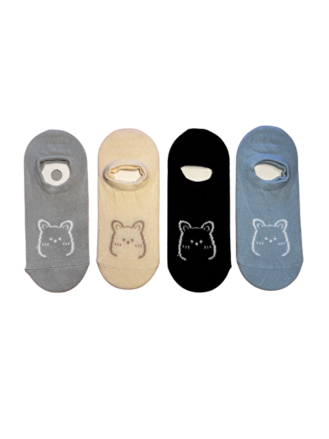 Katia And Bony Unisex Ayıcık Desenli 4'Lü Paket Görünmez Babet Çorap - S000375621-23173