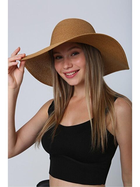 Luminos Butik Camel Geniş Hasır Şapka Hsr2005 - S000204258-4557