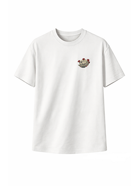 Jane's Unisex Bisiklet Yaka Baskılı Oversize T-Shirt - Beyaz - S000528740-20063