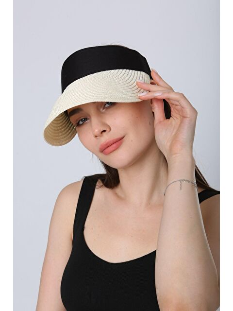 Luminos Butik Krem Ithal Katlanabilir Cırtlı Hasır Vizör - Tenisçi - Golf Şapka Hsr2060 - S000192533-19966