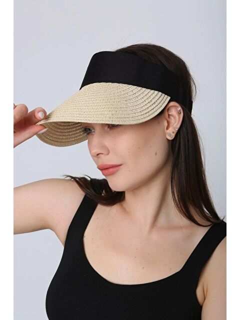 Luminos Butik Bej Ithal Katlanabilir Cırtlı Hasır Vizör - Tenisçi - Golf Şapka Hsr2060 - S000192533-19928