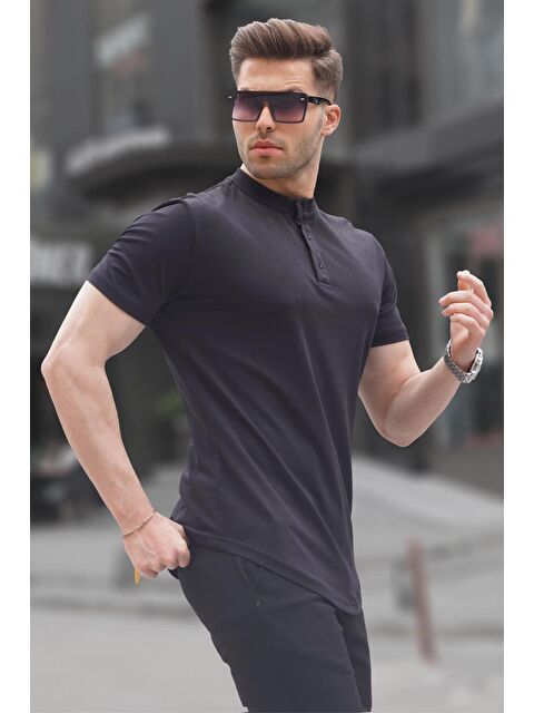 Madmext Siyah Polo Yaka Basic Erkek %100 Pamuk Tişört 6132 - S000060026-19351