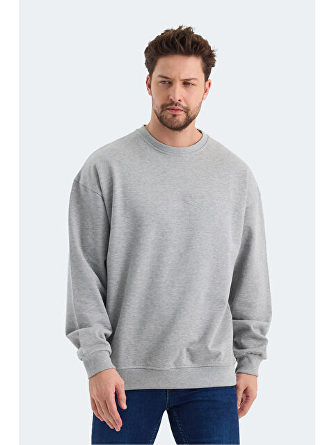 SLAZENGER VADIK Oversize Erkek Gri Sweatshirt - S000304343-20600