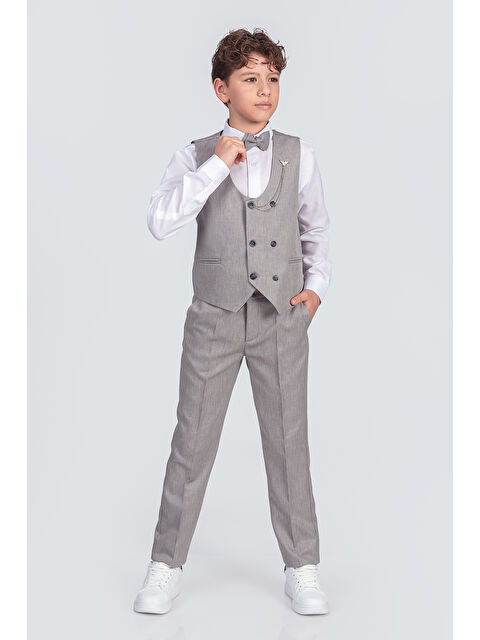 Pina Kids Erkek Çocuk Takım Elbise Papyonlu Yelekli Takım Elbise TE.9999 - S000245333-20600