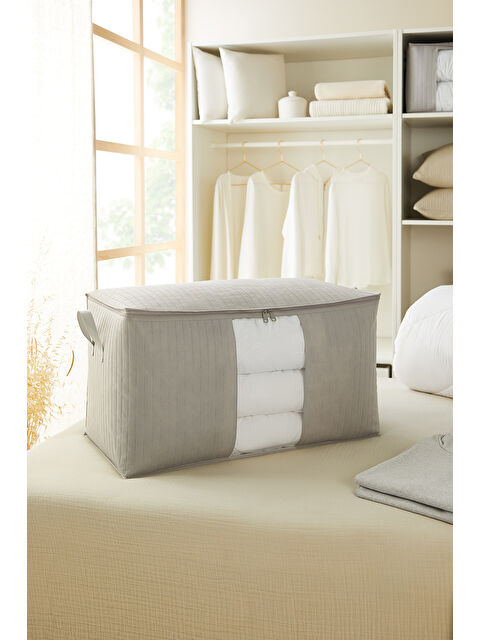 Ocean Home Textile Mega Boy Pvc Pencereli Gri Renk Kapitone Hurç 75 x 40 x 40 cm - S000091784-20600