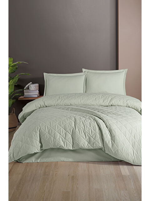 Nordqueen Ranforce %100 Pamuk Tek Kişilik Dört Mevsim Kapitoneli Nevresim Takımı Etta Ada Çayı - S000364468-1180