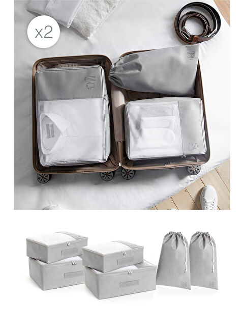 Ocean Home Textile 6'lı Gri Renk Bavul İçi Düzenleyici Set - S000091963-20600