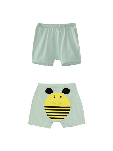 Lovetti Soft Yeşil Kız Çocuk Arı Baskılı Şort - S000053554-29488