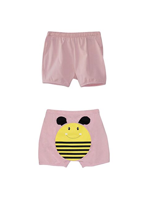 Lovetti Pudra Pembe Kız Çocuk Arı Baskılı Şort - S000053554-23490