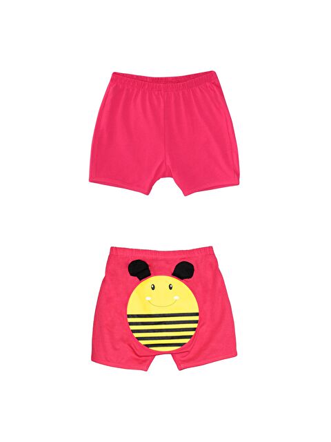 Lovetti Koyu Fuşya Kız Çocuk Arı Baskılı Şort - S000053554-19449