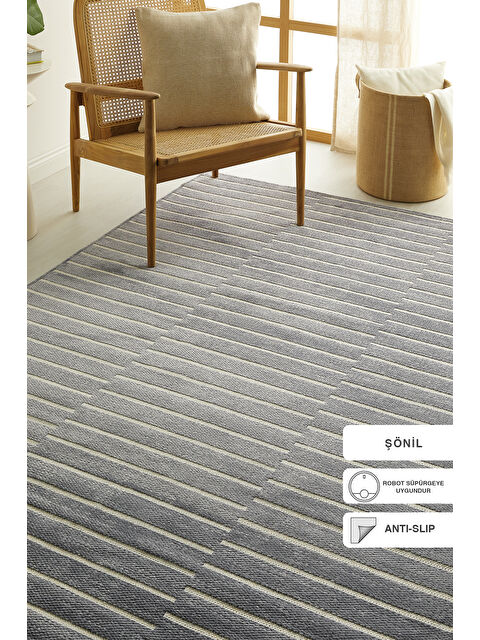 Ocean Home Textile Çizgi Desenli Şönil Halı Kilim 160x230 cm - S000091460-20600