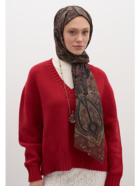 Fresh Scarfs Slyvıe Desen Şal Kiremit