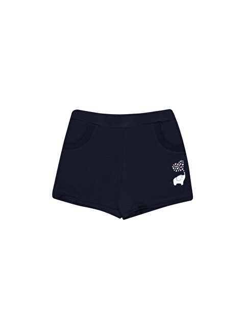 Lovetti Koyu Lacivert Kız Çocuk İki İplik Fil Baskılı Şort - S000053557-29672