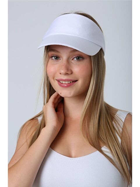 Luminos Butik Kadın Vizör - Tenisçi - Golf / Siperlik Beyaz Şapka Spk13 - S000204129-20063