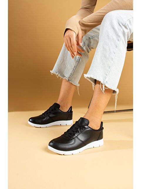 Pembe Potin Fileli Bağcıklı Rahat Taban Kadın Sneaker A1971-23Cilt - S000122473-19351