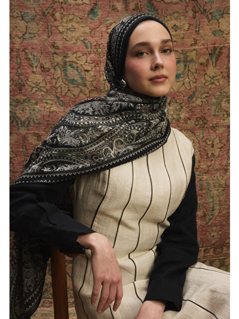 Fresh Scarfs Emerald Desen Şal Siyah