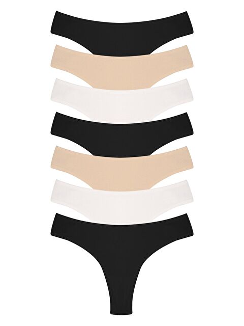Dominant Kadın Siyah Ekru Ten Brazilian Pamuklu Elastanlı Külot 7'li Paket - S000057142-23173
