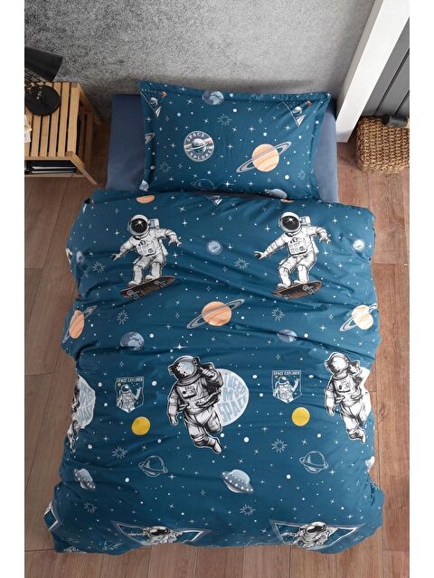 Nordqueen %100 Pamuk Tek Kişilik Nevresim Seti Galaxy Lacivert - S000059694-21164